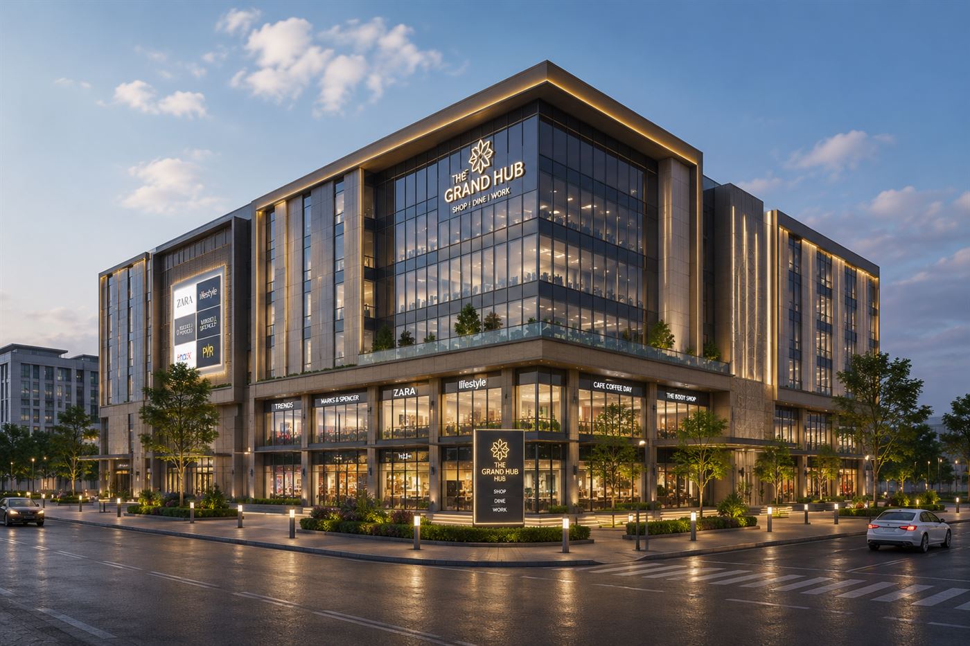 Completed commercial building